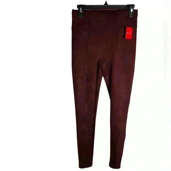 Spanx Faux Suede Shaping High Rise Leggings In Dark Terracotta Size Small - Picture 2 of 10